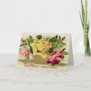 Tarjeta Cumpleaños de los rosas del vintage