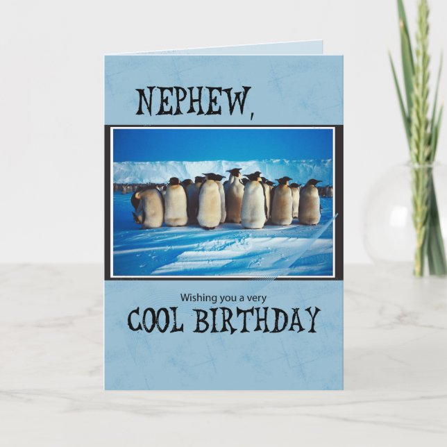 Tarjeta Cumpleaños de los sobrinos, pingüinos (Anverso)