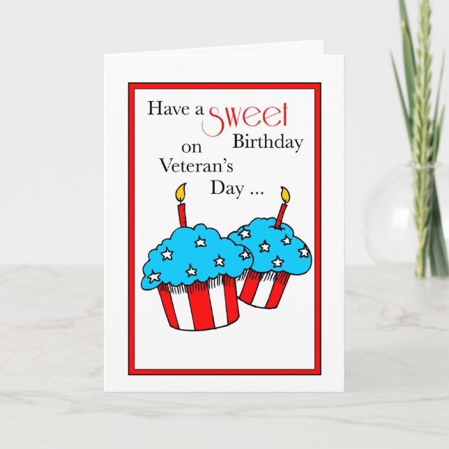 Tarjeta Cumpleaños de los veteranos pasteles dulces (Anverso)