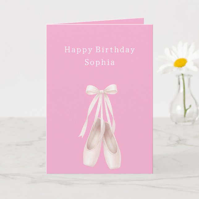Tarjeta Cumpleaños de los zapatos de ballet rosado (Planta pequeña)
