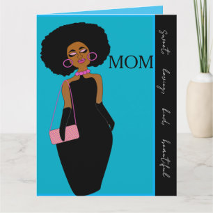 Tarjeta Cumpleaños de madre afroamericana glamorosa