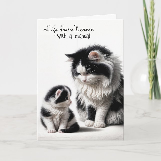 Tarjeta Cumpleaños de Madre Gata y Gatita (Anverso)
