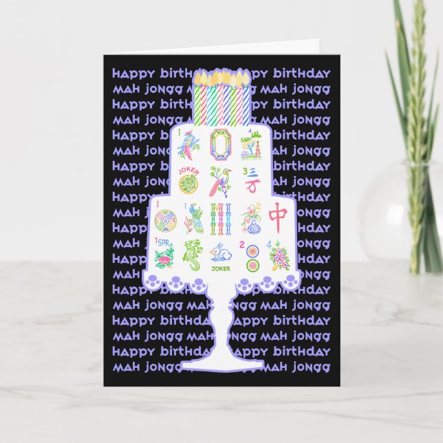 Tarjeta Cumpleaños de Mah Jongg Cake (Anverso)