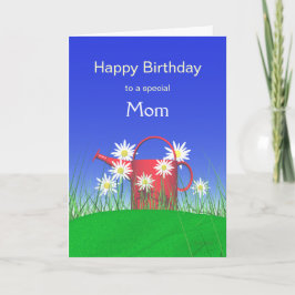 Tarjeta Cumpleaños de mamá Daisies y lata de agua