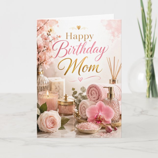 Tarjeta Cumpleaños de Mamá en el Spa (Anverso)