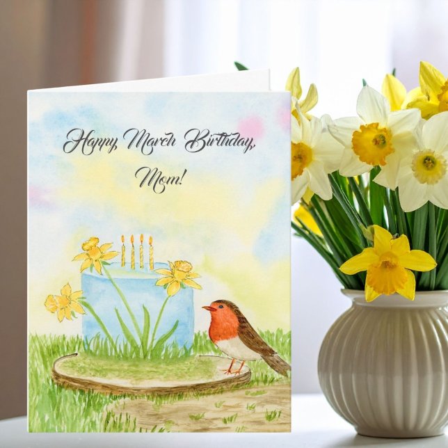 Tarjeta Cumpleaños de mamá feliz marzo Narcisos (Subido por el creador)