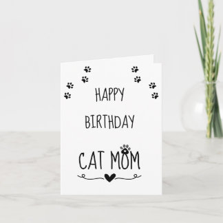 Tarjeta Cumpleaños de Mamá Gata Minimalista Huella de Garr