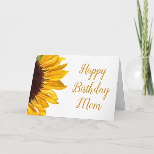 Tarjeta Cumpleaños de Mamá Girasol Amarillo Dorado  (Anverso)