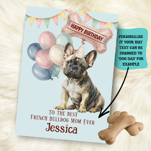 Tarjeta Cumpleaños de Mamá/Papá de Bulldog Francés