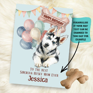 Tarjeta Cumpleaños de Mamá/Papá de Husky Siberiano 