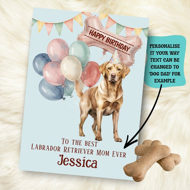 Tarjeta Cumpleaños de Mamá/Papá de Labrador Retriever  (Subido por el creador)