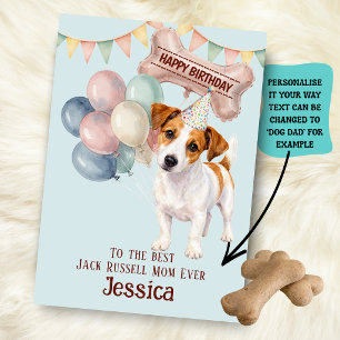 Tarjeta Cumpleaños de Mamá/Papá de Perro Jack Russell
