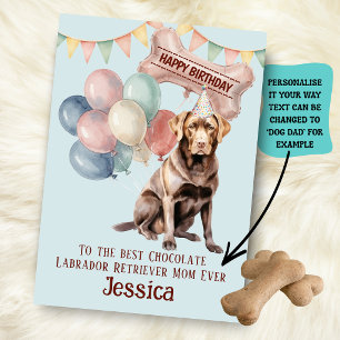 Tarjeta Cumpleaños de Mamá/Papá de Perro Labrador Retrieve