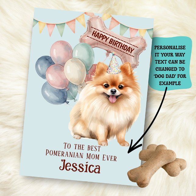 Tarjeta Cumpleaños de mamá/papá de perro Pomerania  (Subido por el creador)