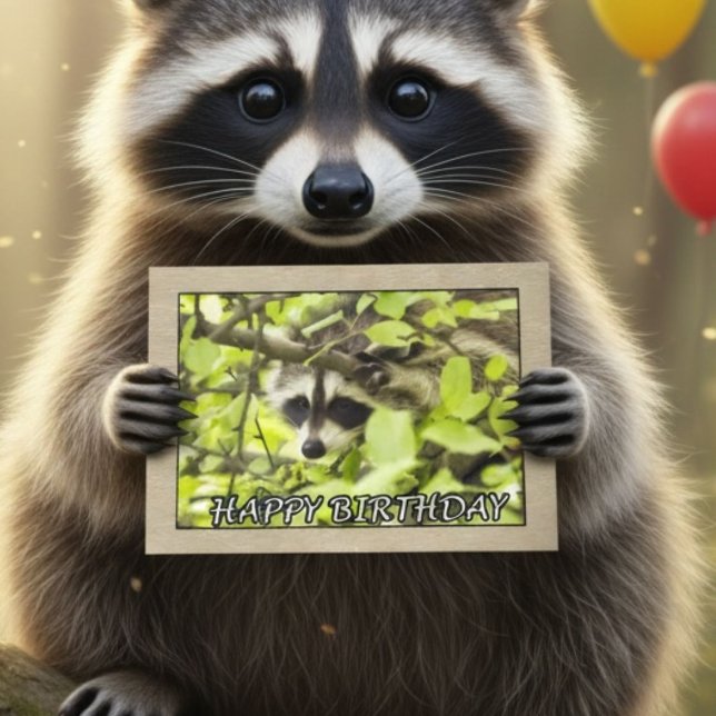 Tarjeta Cumpleaños de Mapache del Bosque Adorable (Subido por el creador)