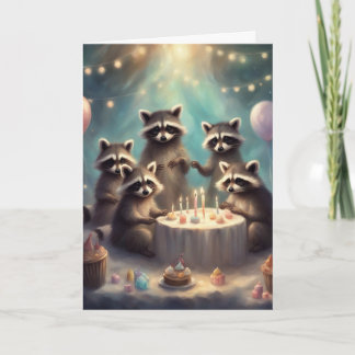 Tarjeta Cumpleaños de Mapaches Bebés Feliz Cumpleaños