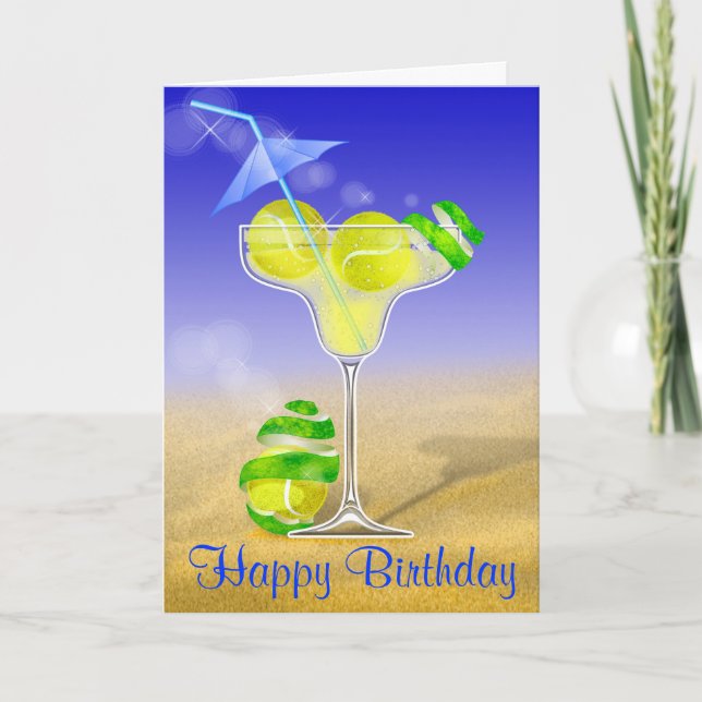 Tarjeta Cumpleaños de Margarita del tenis feliz (Anverso)