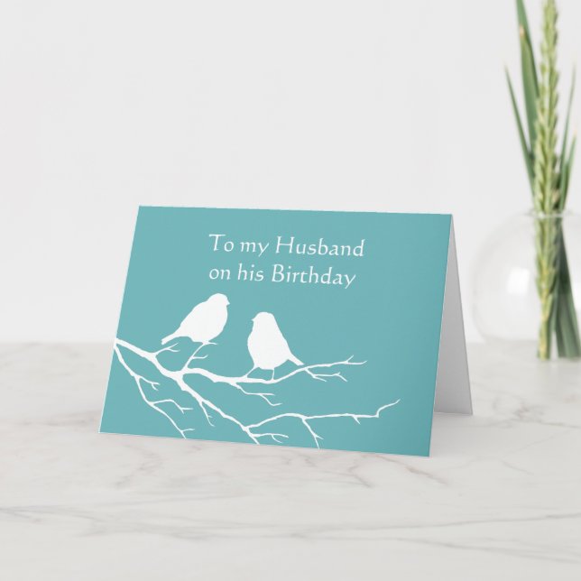 Tarjeta Cumpleaños de marido pareja de pájaros espumosos e (Anverso)