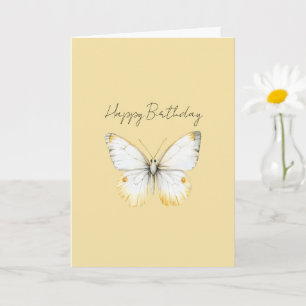 Tarjeta Cumpleaños de Mariposa Amarilla Blanca