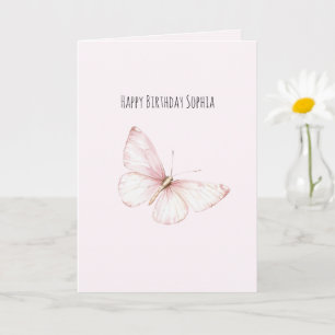 Tarjeta Cumpleaños de Mariposa Rosa Bonita