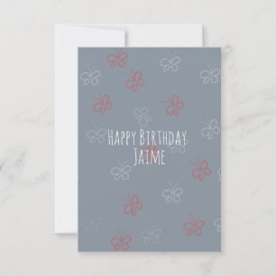 Tarjeta Cumpleaños de Mariposas Patrióticas Gris