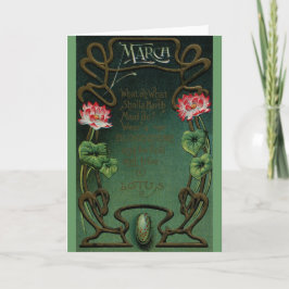 Tarjeta Cumpleaños de Marzo con Lotus y Bloodstone