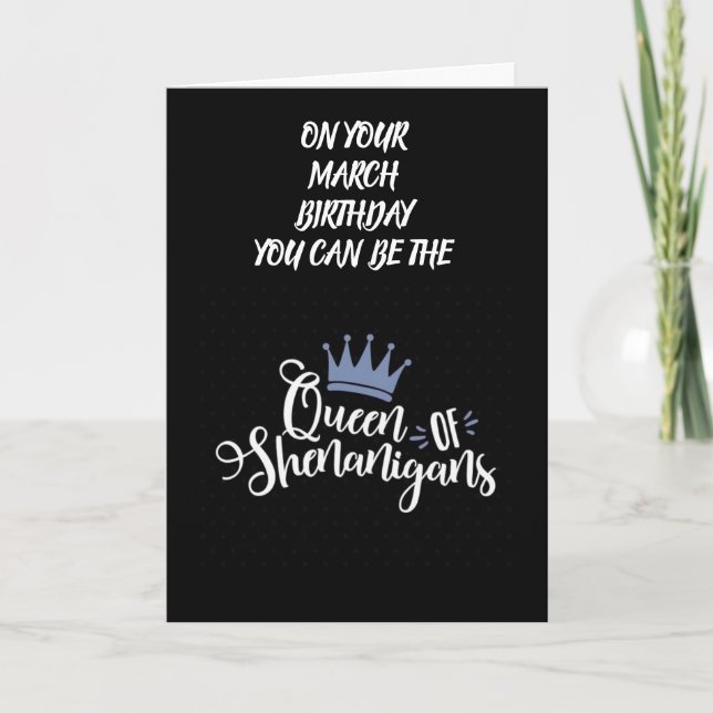 TARJETA ***CUMPLEAÑOS DE MARZO*** DESEA REINA DE SHENANIGA (Anverso)