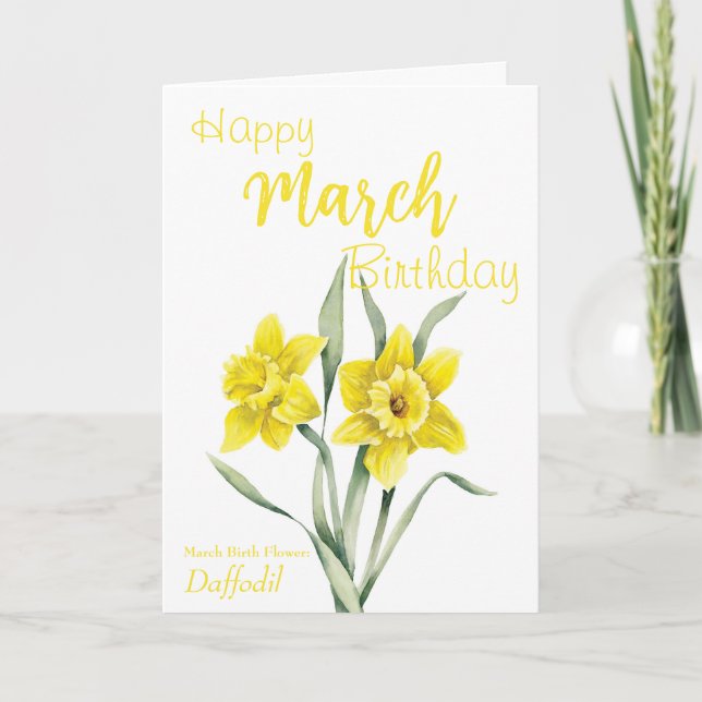 Tarjeta Cumpleaños de Marzo Flor de Nacimiento Daffodil (Anverso)