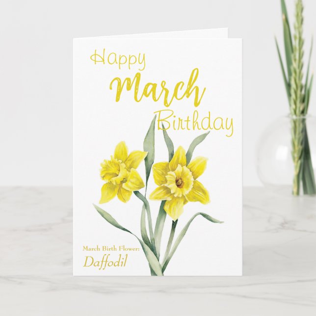 Tarjeta Cumpleaños de Marzo Flor de Nacimiento Daffodil (Anverso)