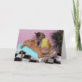Tarjeta Cumpleaños de Masaje de Gato Divertido