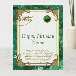 Tarjeta Cumpleaños de May Emerald Birthstone 8.5x11