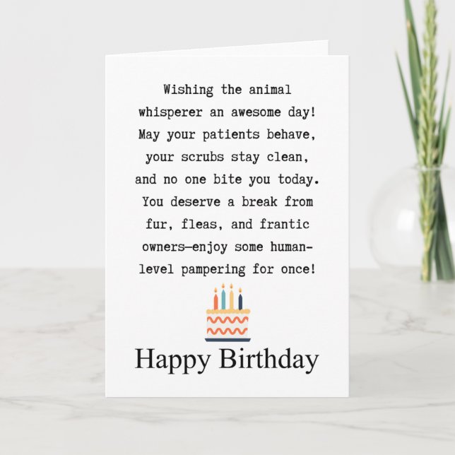 Tarjeta Cumpleaños de médico veterinario (Anverso)