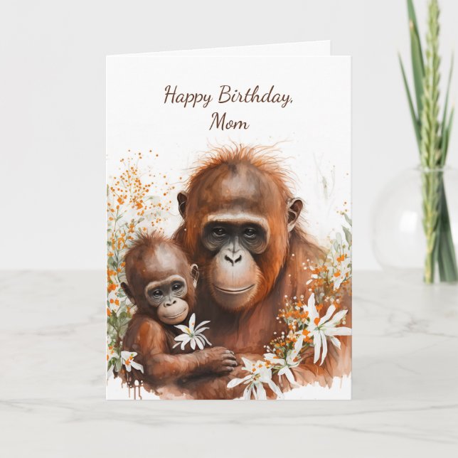 Tarjeta Cumpleaños de monos y bebés (Anverso)