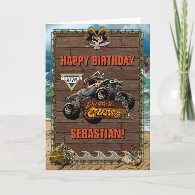 Tarjeta Cumpleaños de Monster Jam - La Maldición del Pirat (Anverso)
