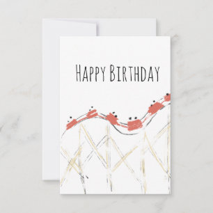 Tarjeta Cumpleaños de Montaña Rusa Dibujada a Mano