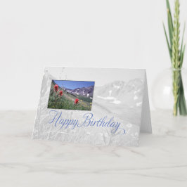 Tarjeta Cumpleaños de Montaña y Flor