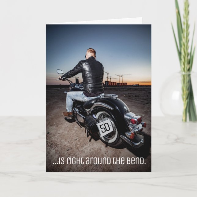 Tarjeta Cumpleaños de Motociclista Editable (Anverso)