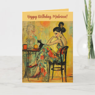 Tarjeta Cumpleaños de mujer elegante editable