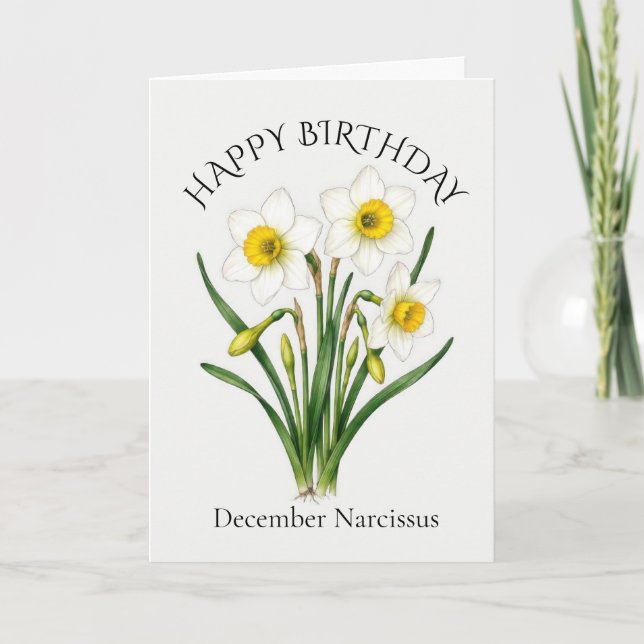Tarjeta Cumpleaños de Narciso de Diciembre (Anverso)