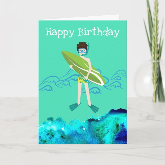 Tarjeta cumpleaños de natación de Pool Boy (Anverso)
