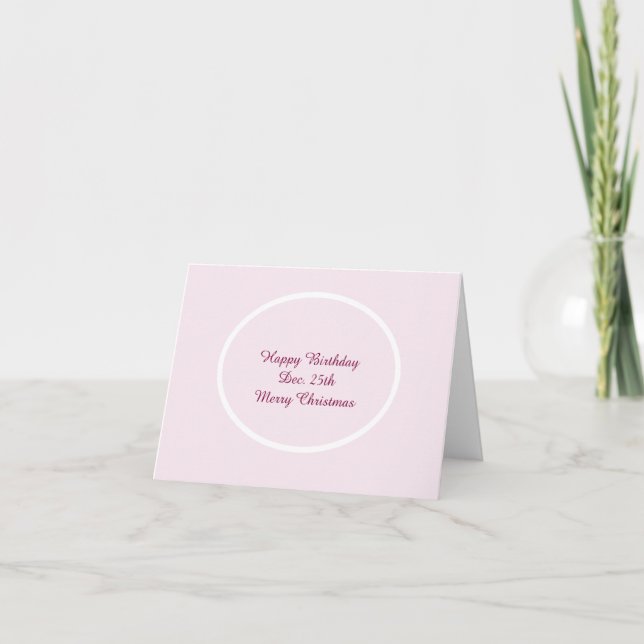 Tarjeta Cumpleaños de Navidad Rosa  (Anverso)
