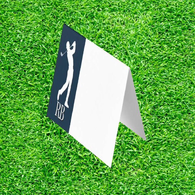 Tarjeta Cumpleaños de Navy Blue MAN Golfer (Tee Up the Perfect Gift!)
