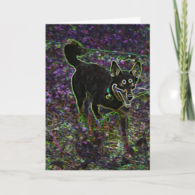 Tarjeta Cumpleaños de Neon Canine (Anverso)