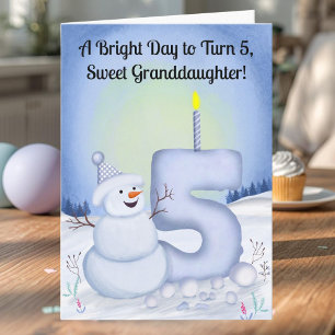 Tarjeta Cumpleaños de nieta 5 muñeco de nieve nevado cinco