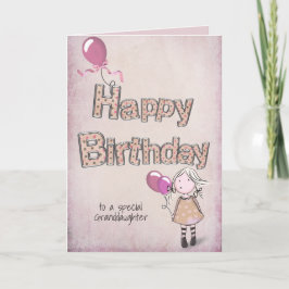 Tarjeta cumpleaños de nieta con globos rosados