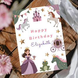 Tarjeta Cumpleaños de niña bebé del Castillo de Cuento de 