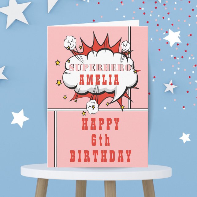 Tarjeta Cumpleaños de niña con burbuja de diálogo de super (Subido por el creador)
