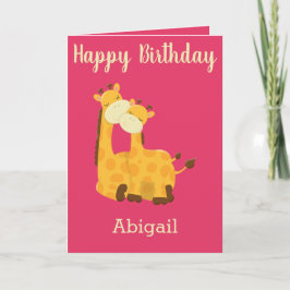 Tarjeta Cumpleaños de niña con jirafas