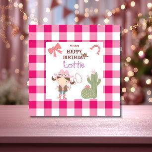 Tarjeta Cumpleaños de niña con vaquera rosa adorable