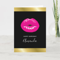 Cumpleaños de niña glamorosa con labios rosa calie